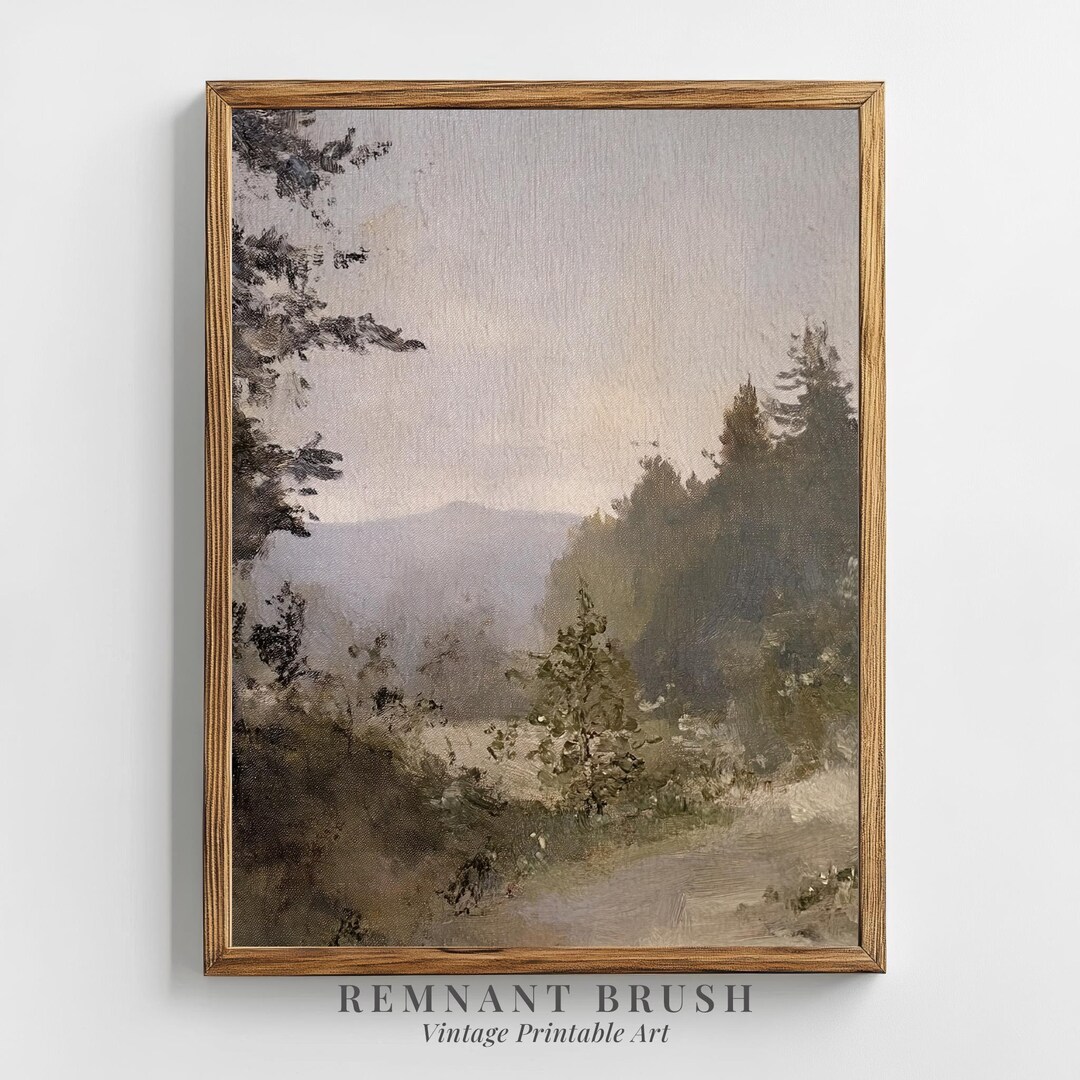 Muted Forest Path Art Print | Moody Landscape PRINTABLE Rustic Wall Art ...