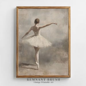 Vintage Ballet Art Print | Elegant Ballerina Painting PRINTABLE Moody Wall Art, Dance Studio Decor Digital Download