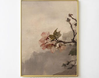 Vintage Blossom Painting | Moody Floral Art Print PRINTABLE Antique Botanical Wall Art Rustic Nature Decor Digital Download
