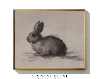 Vintage konijnschets | Minimalistische Animal Art Print, rustieke boerderij decor AFDRUKBARE kinderkamer wanddecoratie digitale download