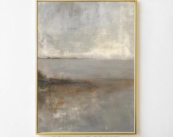 Vintage minimalistische meerkunstprint | Mistige scène AFDRUKBARE abstracte kunst aan de muur gedempte natuur decor digitale download artwork