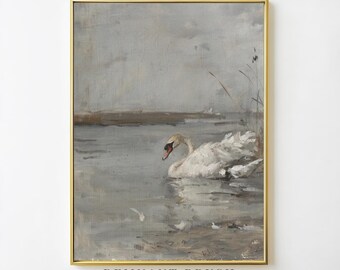 Schwanensee Kunstdruck | Serene Wildlife DRUCKBAR Natur Wand Kunst Cottagecore Dekor See Haus Dekor Digital Download Kunstwerk