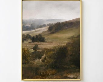 Rolling Hills Landschaftsdruck | Natur Wand Kunst Stimmungsvoll Cottagecore Dekor Wiese Rustikale Bauernhaus DRUCKBARE Digital Download Kunstwerk