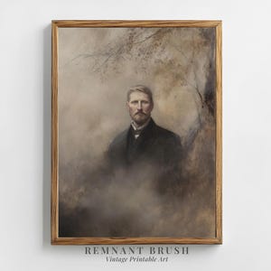 Viktorianischer Gentleman Porträt Kunstdruck | Stimmungsvolle Vintage Malerei PRINTABLE Dark Academia Wand Kunst Antiker Stil Digitaler Download Dekor