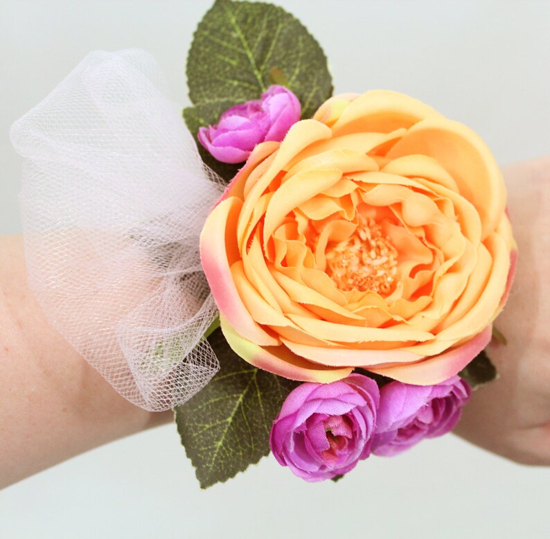 SALE Orange Cabbage Rose Wrist Corsage Prom Etsy