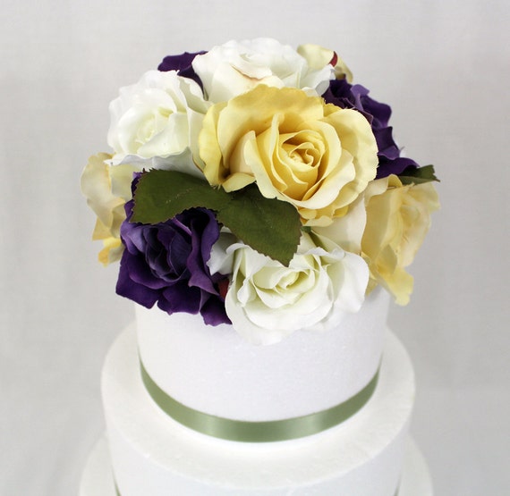 Items similar to MADE TO ORDER Rose Silk Flower Wedding Cake Topper 8