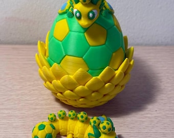 Articulated Soccer Dragon Egg, 3D Printed Fidget Toy, Desk Decor, Fantasy Gift
