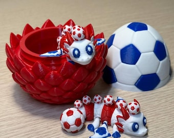 Articulated Soccer Dragon Egg Toy, 3D Printed Dragon, Football Fan Desk Decor
