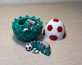 Articulated Soccer Dragon Egg Toy, 3D Printed Dragon, Football Fan Desk Decor