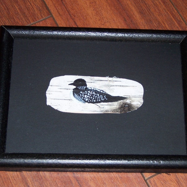 white new england birch bark with a loon painted on it great home decor