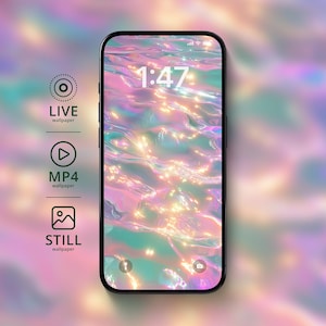 Iridescent Mermaid Water Live Wallpaper | iPhone Android Animated Wallpaper | Animated Holo Wave Aesthetic | Digital Download Gift Idea