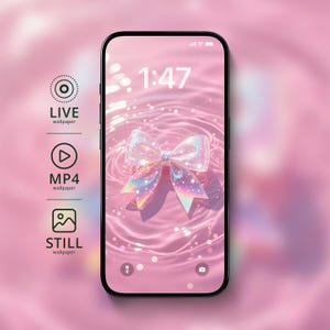 Iridescent Ribbon Live Wallpaper | iPhone Android Animated Wallpaper | Pink Water Ripple Background | Digital Download | Birthday Presents