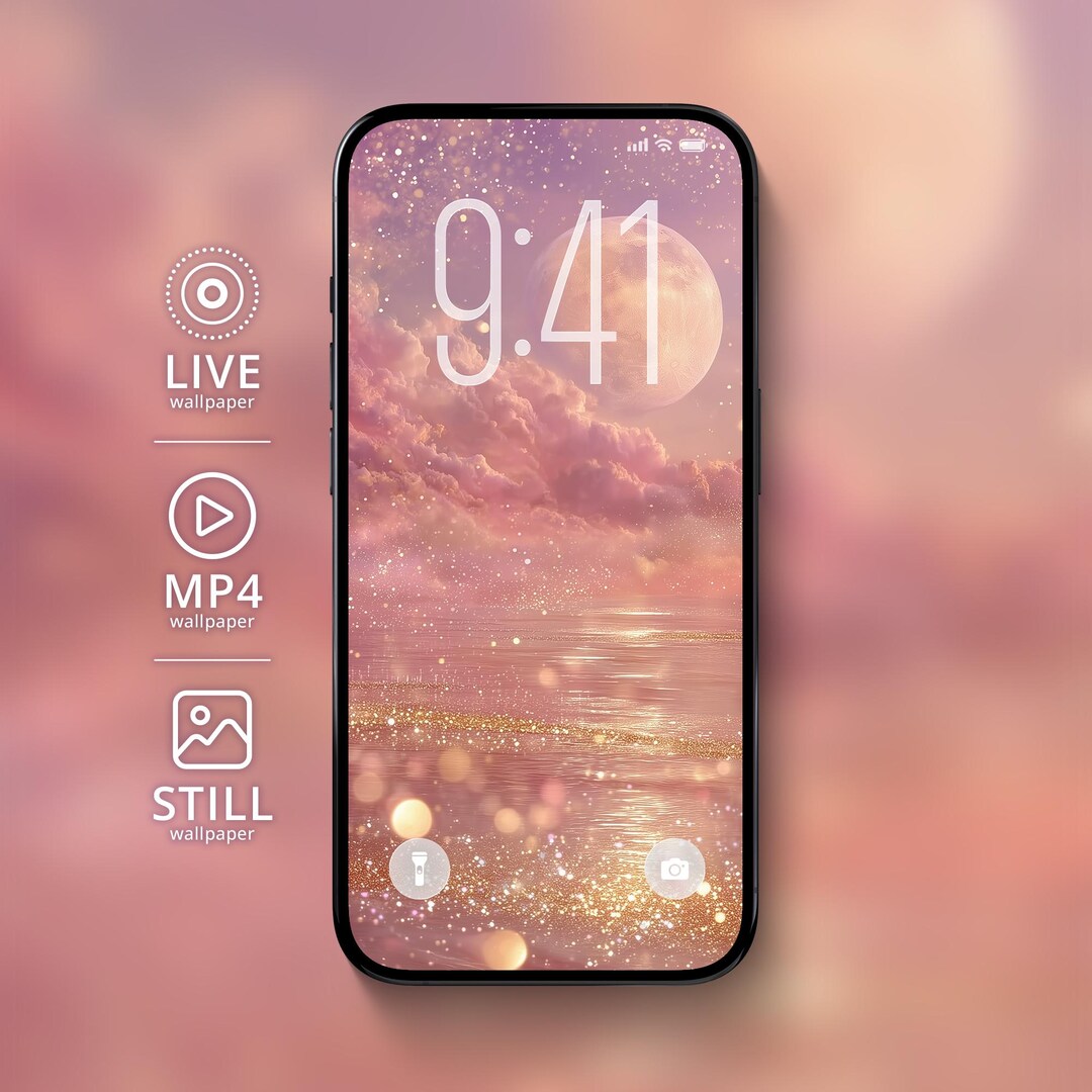 Pink Dreamy Moon Ocean Live Wallpaper | iPhone Android Animated