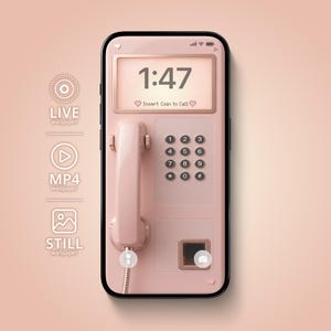Pink Retro Phone Pixel Cat Live Wallpaper | iPhone Android Animated Background | Mobile Background | Digital Download | Festival Present