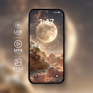 Celestial Moon Live Wallpaper | iPhone Android Animated Wallpaper | Starry Sky Mobile Background | Digital Download | Festival Presents