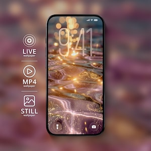 Luminous Amethyst Gold Wave Live Wallpaper | iPhone Android Animated Wallpaper | Purple Shimmer Wave Background | Digital Download Gift Idea