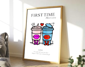 Lámina "Keith Haring Meet Love" – Póster de arte pop, decoración de pared vibrante