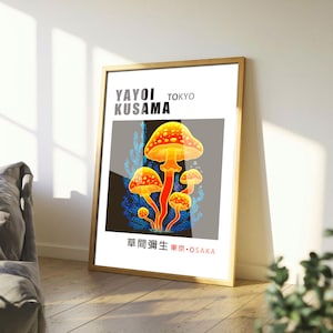 Yayoi Kusama Kunst Poster - Orange Geist Pilz Abstrakter Druck Japanische Moderne Wand Kunst Galerie Dekor Wohnzimmer Schlafzimmer Dekoration