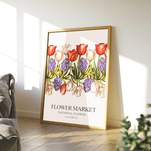 Boho Eleganz | Ewige Tulpe & flüsternde Hyazinthe Blumenwandkunst | Boho Wohndekor | Vintage-inspirierte druckbare Poster