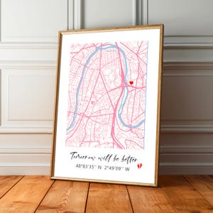 Impression de carte La nuit où nous nous sommes rencontrés, lieu du premier rendez-vous personnalisé, cadeau souvenir pour les couples, cadeau de déménagement, cadeau combo anniversaire et anniversaire, numérique