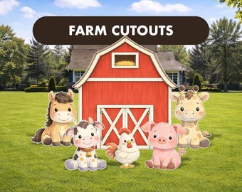 Farm Animal Cutouts Party Decor, Barnyard Birthday Decorations, Yard Sign, Lawn Sign, Celebration Props