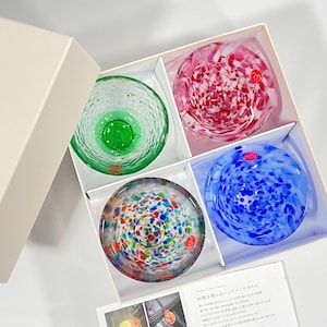 Japanese Handcrafted Ochoko Sake Cup Set – Sakura, Iwashimizu, Nebuta Nagashi , Yūsuzumi | Gift Box Great for Cold Drinks, Tea, Sake