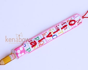 Baby Girl Pacifier Clip, Pencil, School Teacher, Notebook Paper, Personalized Binky Holder, Baby Girl, Universal Paci, Pacifier Leash