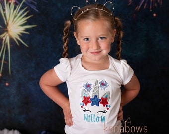 Unicorn 4th of July Shirt, Girl July 4th Glitter, Summer Holiday, Fourth of July, Memorial Day, Patriotic Shirt, Red, White and Blue