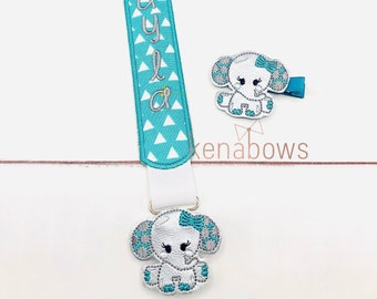 Elephant Pacifier Clip, Hair Clip, Personalized Binky Holder, Baby Girl, Universal Paci, Pacifier Leash,Turquoise, Grey, Silver, Shower Gift