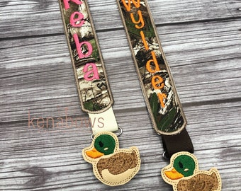 Camo Duck Pacifier Clip, Camoflauge Hunter, Baby Boy, Baby Girl, Personalized Binky Holder, Universal Paci Clip, Woodland, Baby Shower Gift