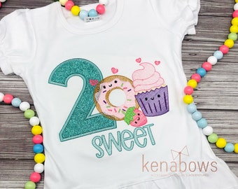 Two Sweet Birthday Shirt, Birthday Girl, 2 Years Old, Baby Girl, Ruffle Shirt, Donut Shirt, Sprinkles, Photo Shoot, Cake Smash, 2nd Birthday