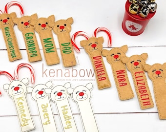 Candy Cane Holders, Reindeer, Teacher Gifts, School Gifts, Stocking Stuffers, Christmas Party Favors, Personalized Holiday Gifts