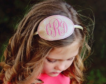 Monogram Headband - Oval Personalized Pink Headband - Embroidered - Monogrammed - Birthday Headband - Girl Monogram Glitter Slide Hair Band