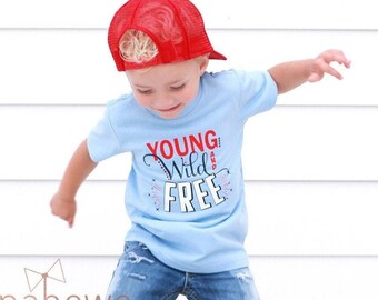 Wild and Free 4th of July Shirt, Boy July 4th, Summer Holiday, Fourth of July, Memorial Day, Patriotic Shirt, Red, White and Blue, Toddler