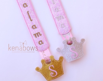 Princess Pink and Gold Pacifier Clip: Personalized Binky Holder, Baby Girl, Universal Paci Clip, Pacifier Keeper, Pacifier Leash