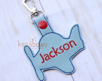 Personalized Name Tag, School Backpack Tag, Airplane Snap Tab, Sports Bag Key Fob, Key Chain, Coach, Teacher Gift, Boy, Girl, Gym Bag, Plane