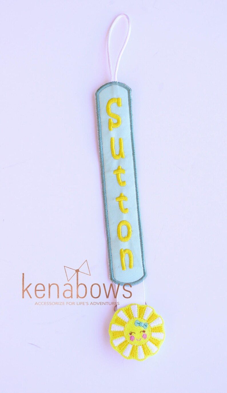 Sunshine Pacifier Clip: Personalized Binky Holder, Baby Girl, Universal Paci Clip, Pacifier Keeper, Pacifier Leash, Mint Green, Yellow image 4