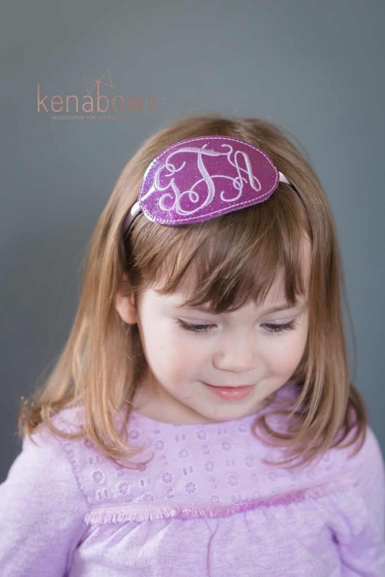 Monogram Headband Purple Glitter Oval Personalized Headband Etsy