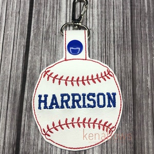 Baseball Personalized Name Tag, School Backpack Tag, Snap Tab, Sports Bag Key Fob, Key Chain, Coach, Teacher Gift, Boy, Girl, Gym Bag