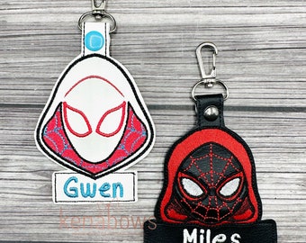 Spider Gwen, Morales Bag Tag, Personalized School Backpack, Web Boy, Key Fob, Girl, Superhero, Kindergarten, Lunch Box, Diaper Bag, Gift