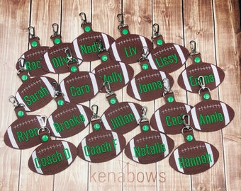 Personalized Name Tag, School Backpack Tag, Football Snap Tab, Sports Bag Key Fob, Key Chain, Coach, Teacher Gift, Boy, Girl, Gym Bag