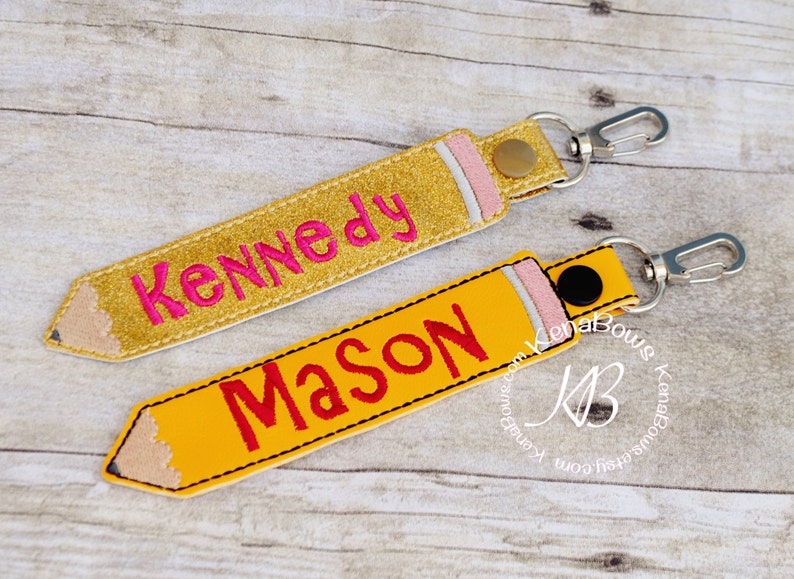 Personalized Name Tag, School Backpack Tag, Pencil Snap Tab, Key Fob, Key Chain, Teacher Gift, Kindergarten, 1st Grade, Boy, Girl image 3