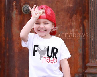 Birthday Shirt, Four-nado, 4th Birthday Boy, White, Black, Red, Tornado, Fourth Birthday, Photo Shoot, Birthday Gift, Embroidered, Hipster