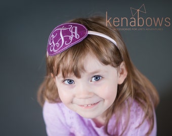 Monogram Headband, Purple Glitter, Oval Personalized Headband, Embroidered, Monogrammed, Birthday Headband, Girl Monogram Glitter Slide Band