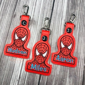 Spider Hero Bag Tag, Party Favor, Personalized School Backpack Tag, Web Boy, Key Chain, Girl, Superhero, Kindergarten, Lunch Box Tag