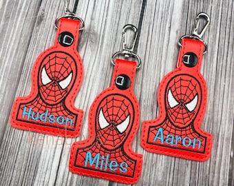 Spider Hero Bag Tag, Party Favor, Personalized School Backpack Tag, Web Boy, Key Chain, Girl, Superhero, Kindergarten, Lunch Box Tag