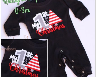 Baby's First Christmas, My 1st Christmas Romper, READY-TO-SHIP, Baby BoyBaby Girl, Holiday Baby Leg Warmers, 0-3m, Trendy