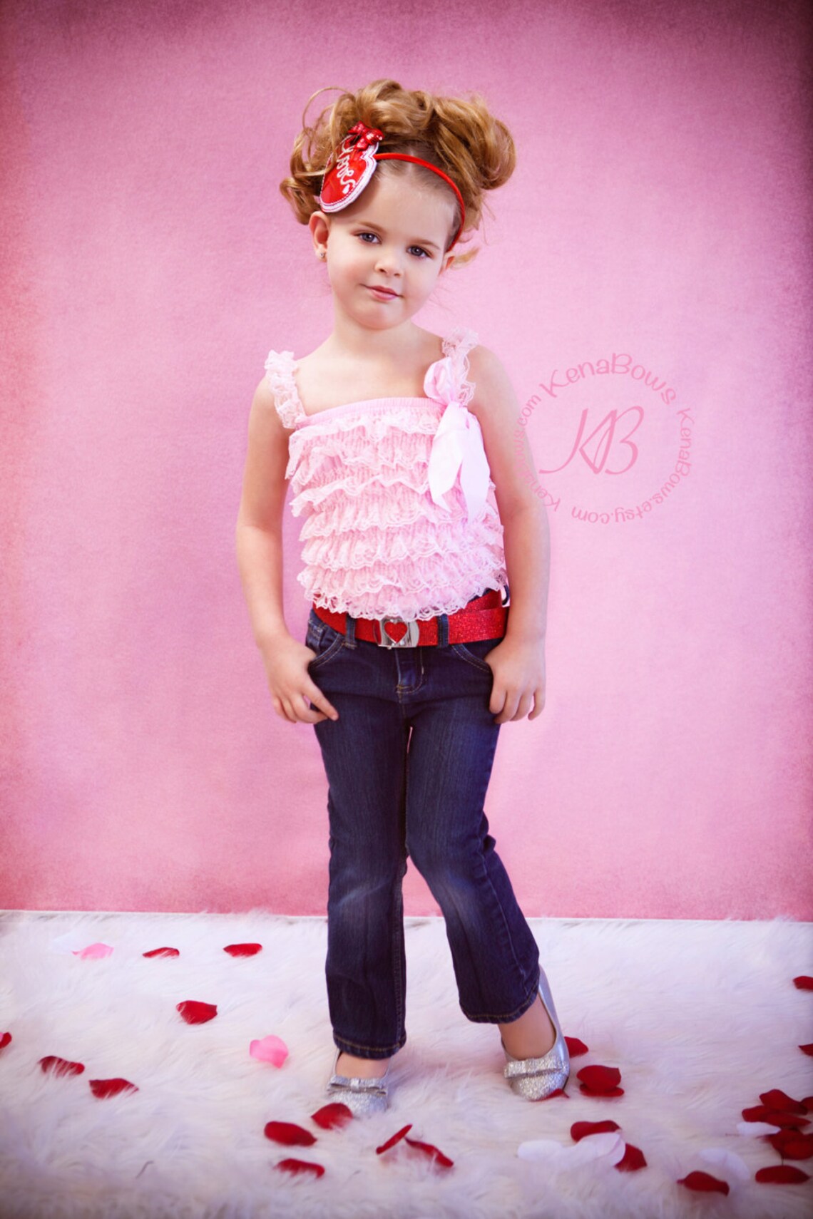 Red Glitter Headband Embroidered Heart Headband Red Glitter Etsy