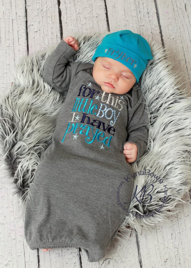 Newborn Baby Gown Grey Infant Boy Gown For This Little Boy I Etsy