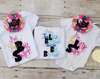 Sibling Embroidered Shirt, Brother, Sister Shirts, New Baby, I'm The Big Sister, I'm The Little Brother